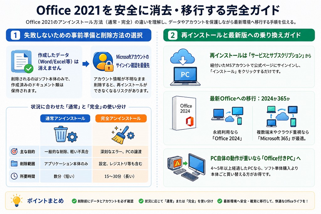 画像解説】Office 2021を完全にアンインストール（削除）・再