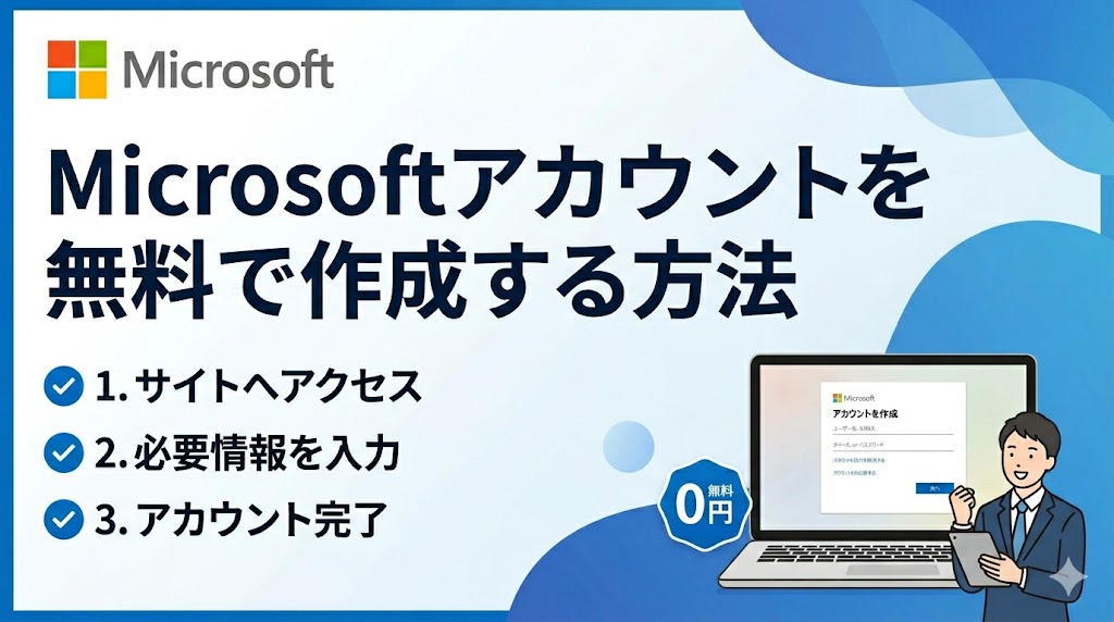 Office 2024 や Microsoft 365 のインストールに必要なマイクロソフトアカウントを無料で作成する方法