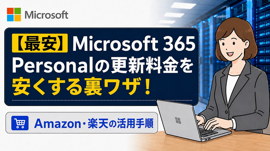 【最安値】Microsoft 365 Personalの更新料金を安くする裏ワザ！Amazon・楽天の活用手順