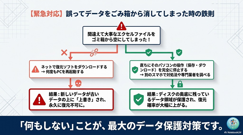 【プロの初動対応】万が一、誤ってファイル自体をごみ箱から消してしまったら?