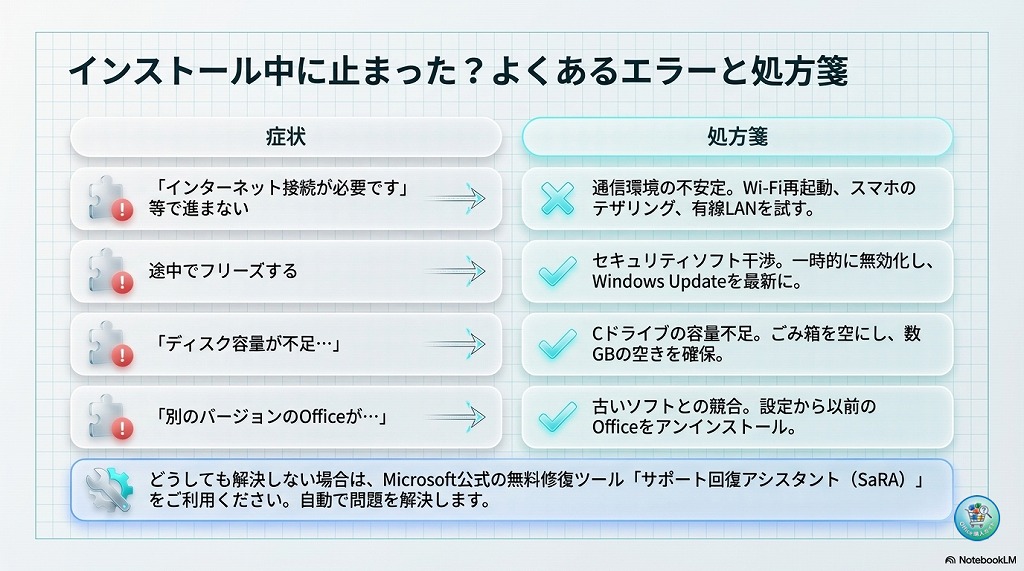 インストールエラーが発生した場合の対処法と注意点
