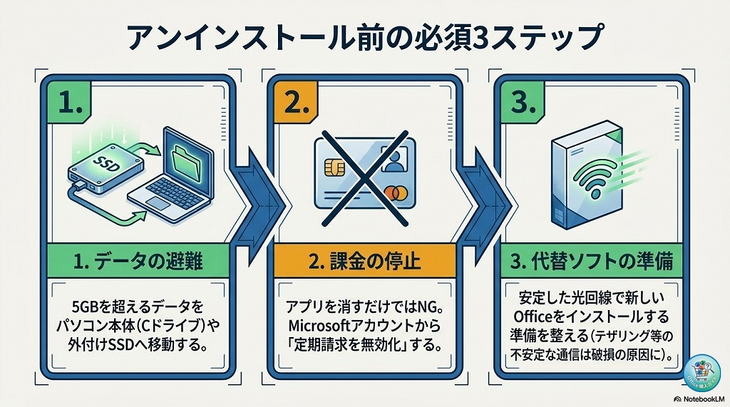 Microsoft 365をアンインストールする前に確認すべき3つの注意点