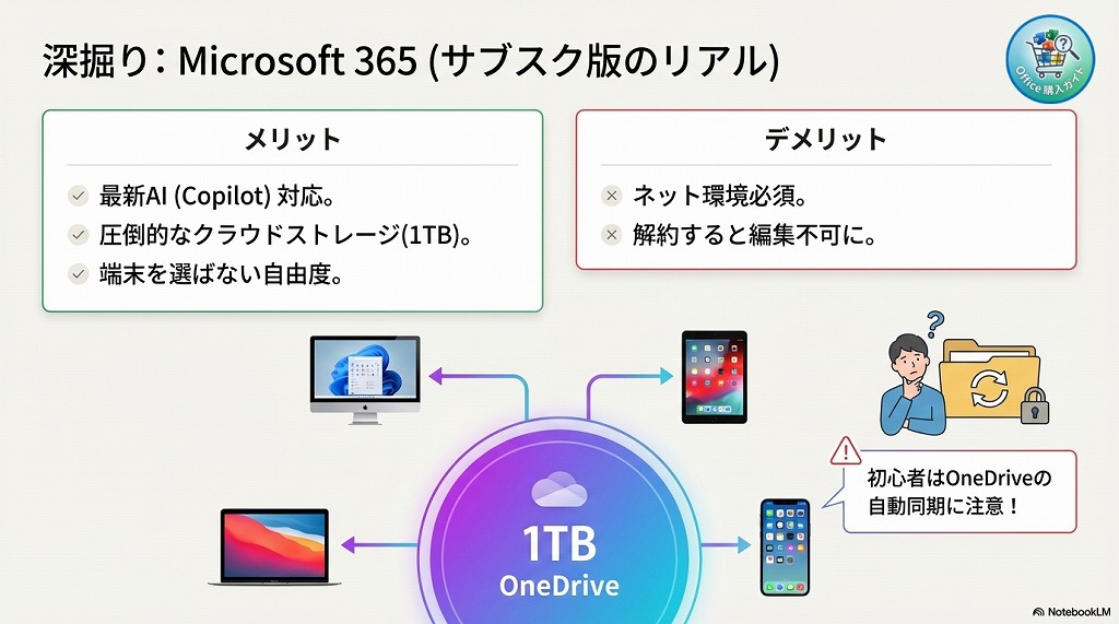 ②サブスク版「Microsoft 365」を買う（複数デバイス向け）