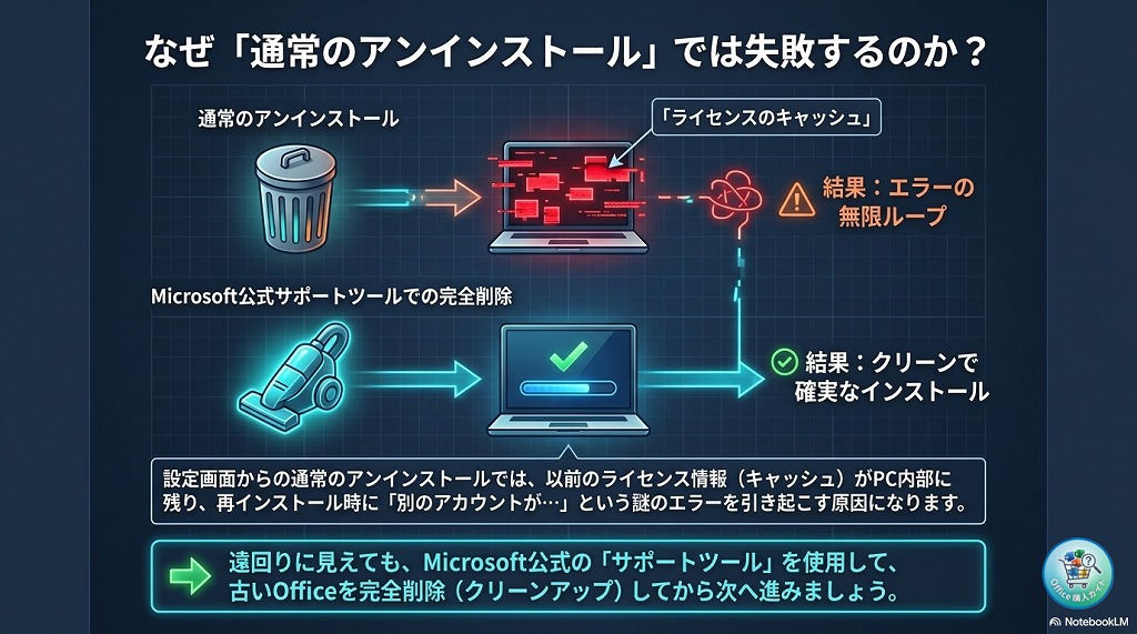 💡 筆者が実際に検証！通常のアンインストールで失敗した体験談
