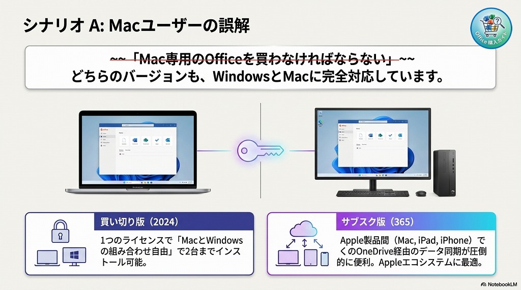 ①MacでOfficeを使いたい場合