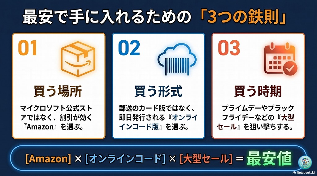 マイクロソフト公式ストアではなく、割引が効く「Amazon」を選ぶ。