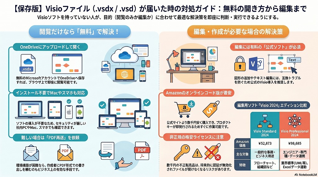 拡張子「.vsdx」「.vsd」ファイルを開くための最適な方法は、現在の目的によって明確に分かれます。