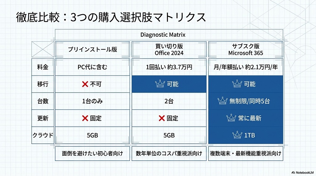 【徹底比較】プリインストール版・買い切り版・サブスク版の違い
