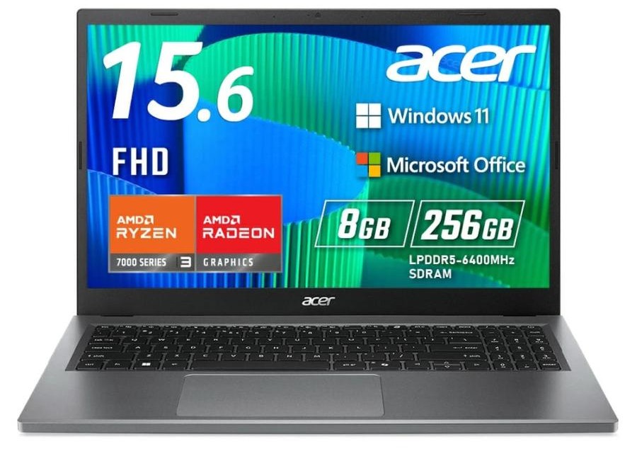 Acer ノートパソコン Extensa 15 8GBメモリー 256GB SSD 15.6インチ フルHD 16:9 非光沢 Ryzen 3 7320U Office搭載 Windows 11 Pro EX215-24-A38UDB4