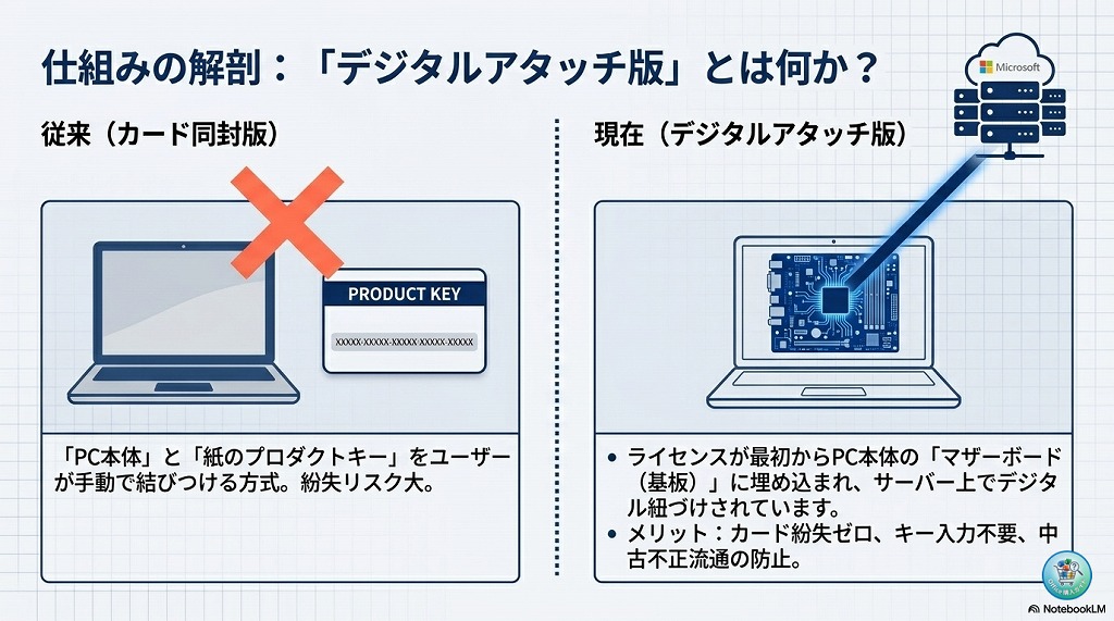 【基礎知識】デジタルアタッチ版と従来のプリインストール版の違い