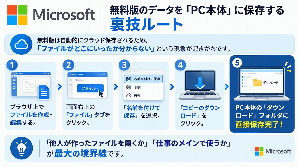 【プロのワンポイント：無料版のデータをパソコン本体に保存する裏技】