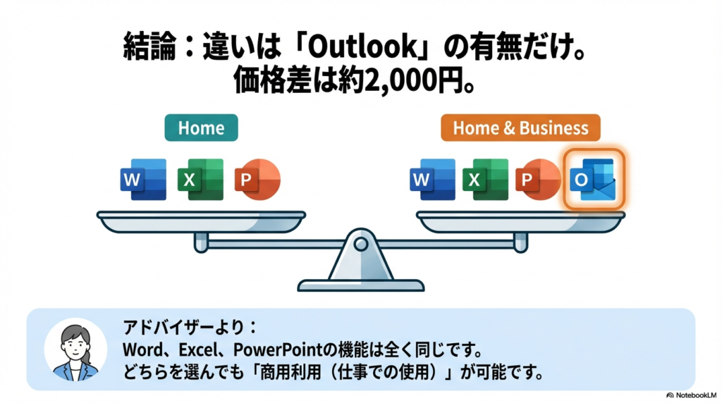 【1秒でわかる】Office Home 2024 と Home & Business の違い