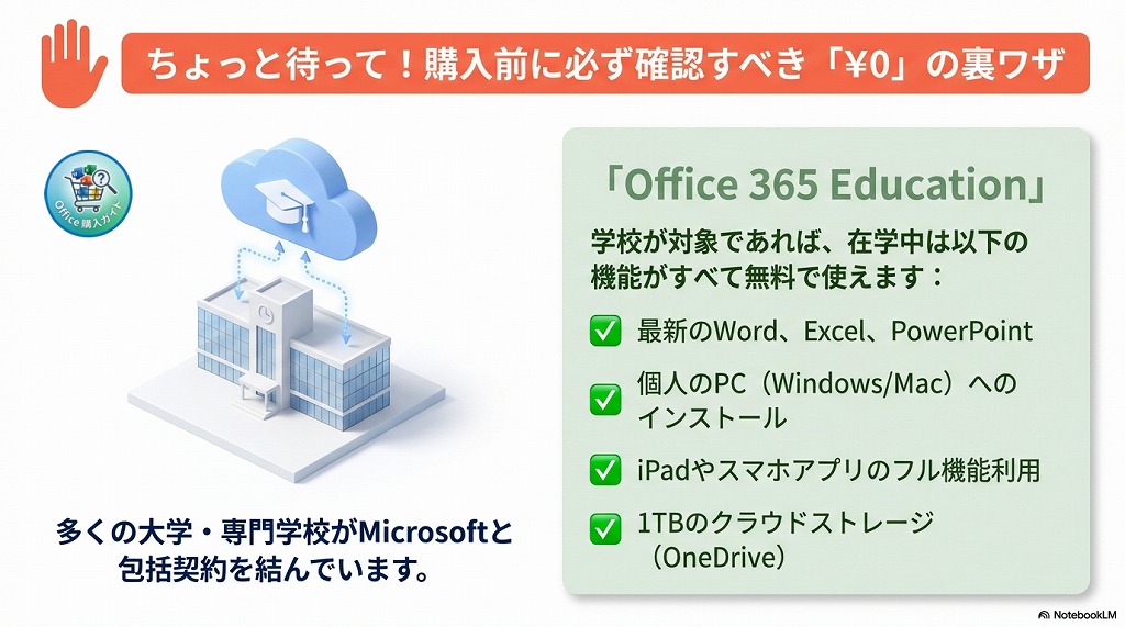 【重要】購入前に確認！大学から無料で「Office 365 Education」が提供されていないか？