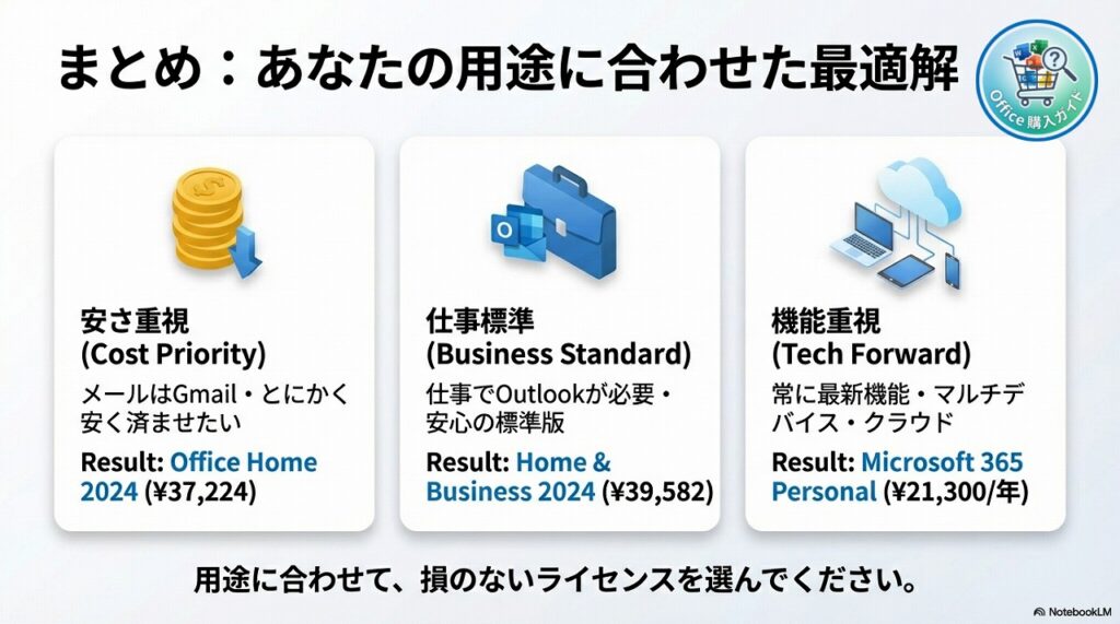まとめ：あなたにぴったりのOfficeを選ぼう