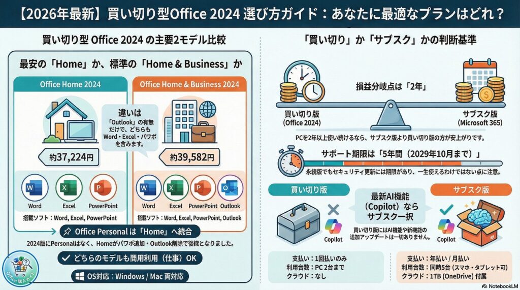 【2026年最新】買い切り型オフィス Office 2024 の選び方ガイド｜種類・価格の違いとおすすめ製品