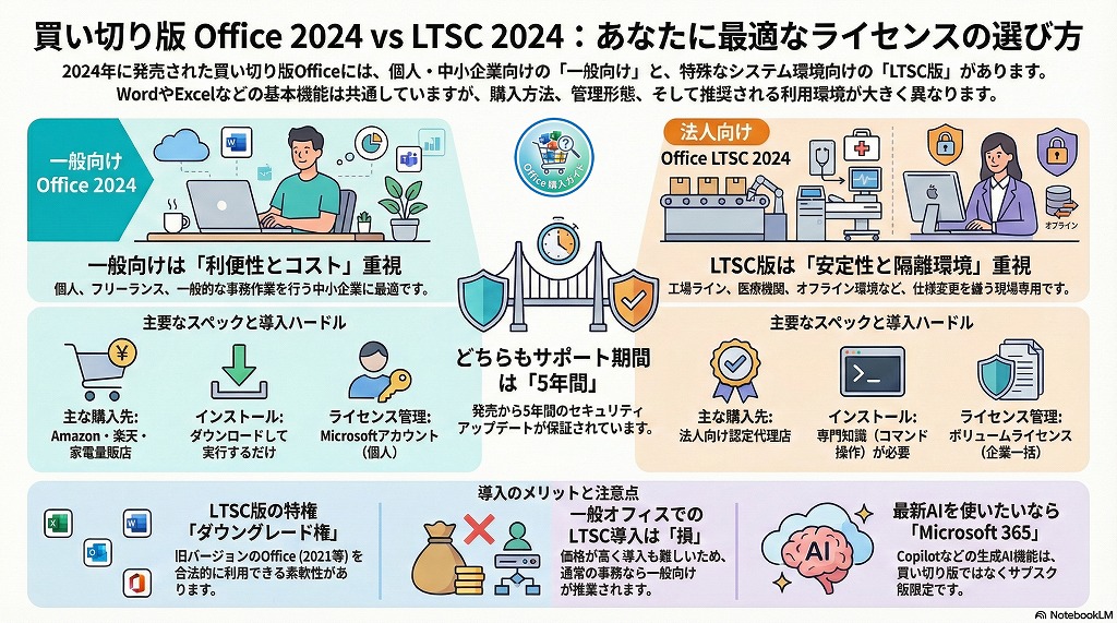 一般向け Office 2024 と 法人向け Office 2024 LTSC の違い