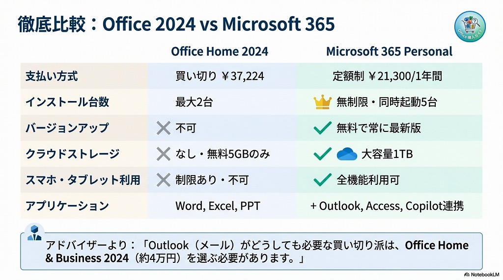 【徹底比較】Office 2024（買い切り）とMicrosoft 365（サブスク）の違い