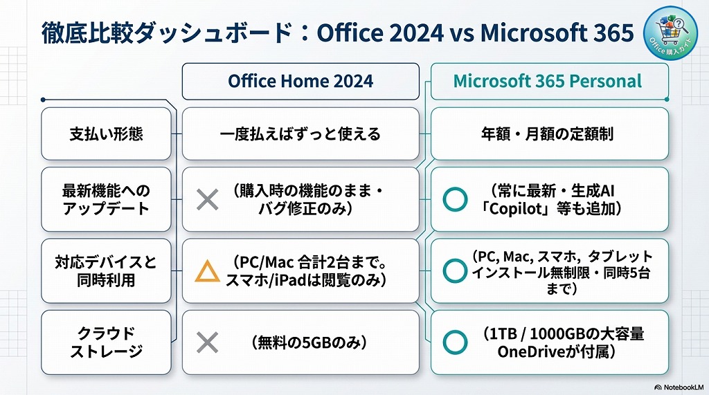 【徹底比較】買い切り版（Office 2024）とサブスク版（Microsoft 365）の違い