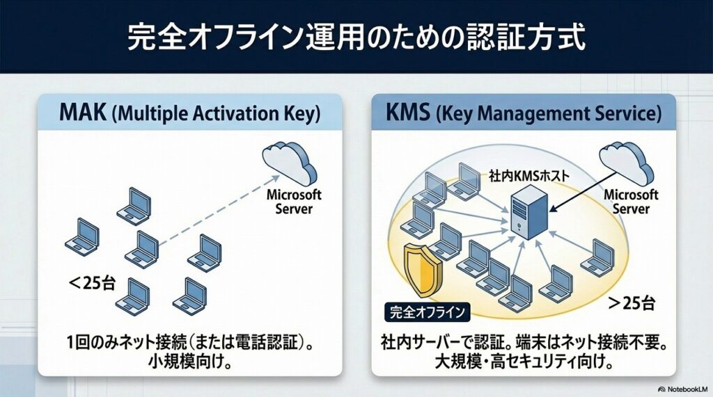 オフライン環境で必須！ライセンス認証の仕組み（KMS / MAK）