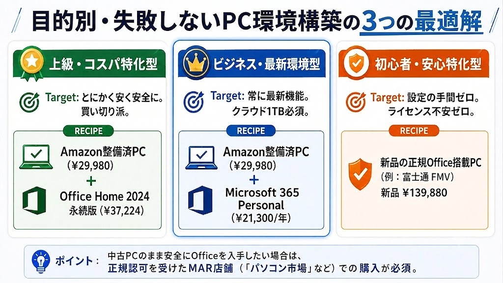 「Amazon整備済PC + 正規版Office」