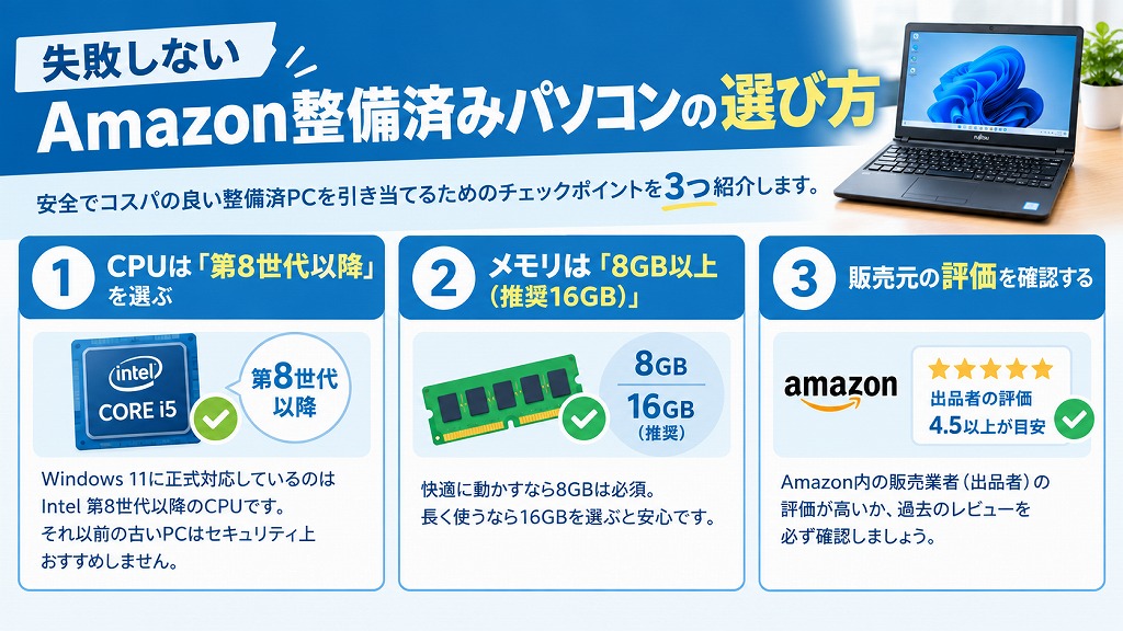 失敗しないAmazon整備済みパソコンの選び方