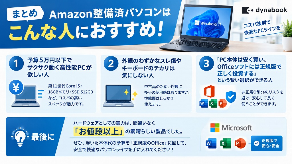 まとめ：Amazon整備済パソコンはこんな人におすすめ！