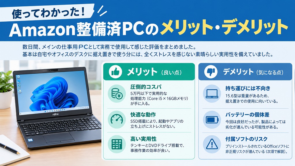 使ってわかった！Amazon整備済PCのメリット・デメリット